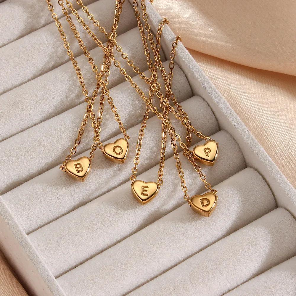 monogram heart charm necklace - basil boutique