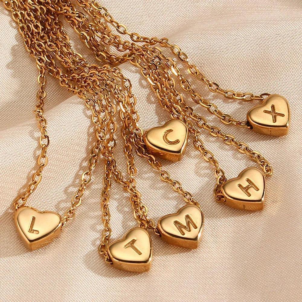 monogram heart charm necklace - basil boutique