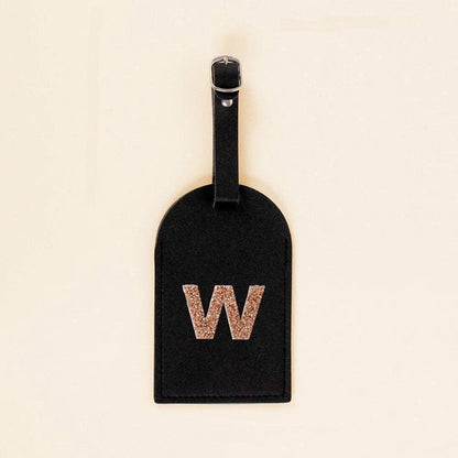 monogram rhinestone luggage tag (black/gold) - basil boutique