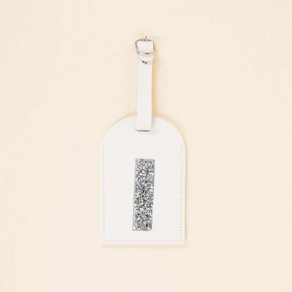 monogram rhinestone luggage tag (white/silver) - basil boutique