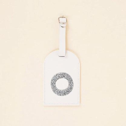 monogram rhinestone luggage tag (white/silver) - basil boutique