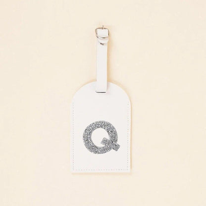 monogram rhinestone luggage tag (white/silver) - basil boutique