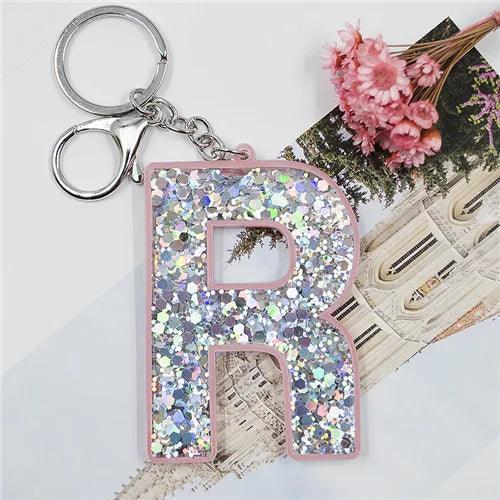 monogram sparkle keychain - basil boutique