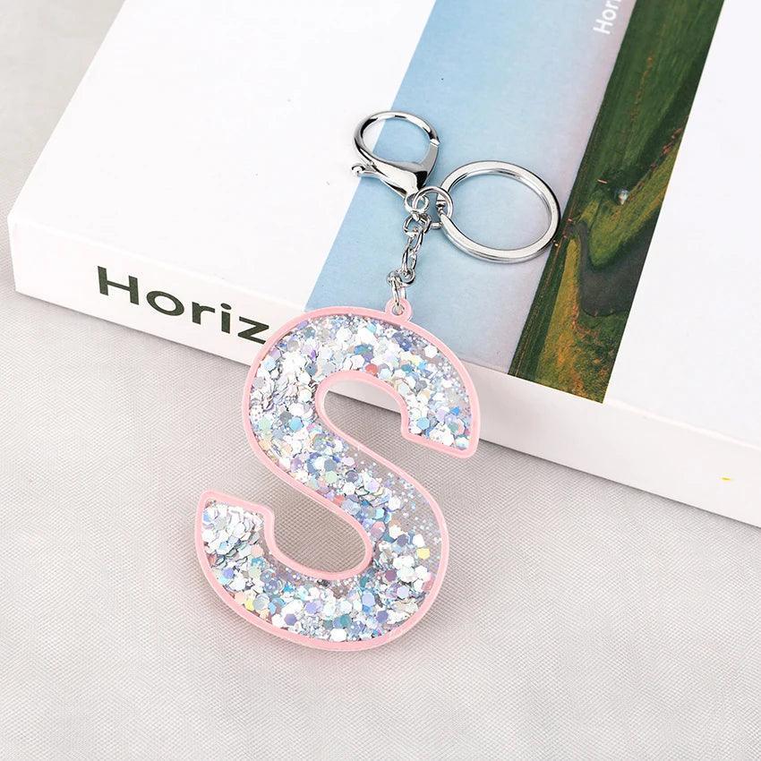 monogram sparkle keychain - basil boutique