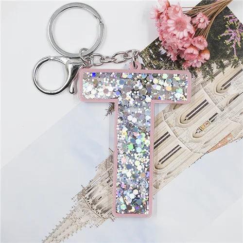 monogram sparkle keychain - basil boutique