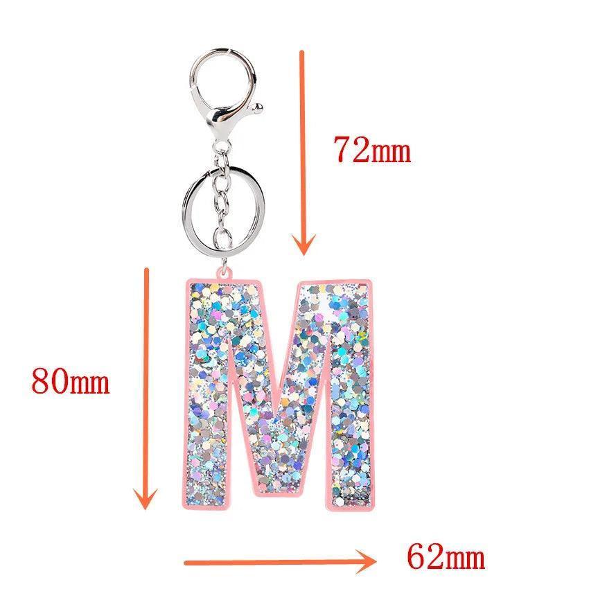 monogram sparkle keychain - basil boutique