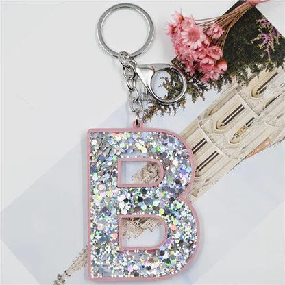 monogram sparkle keychain - basil boutique