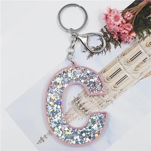 monogram sparkle keychain - basil boutique