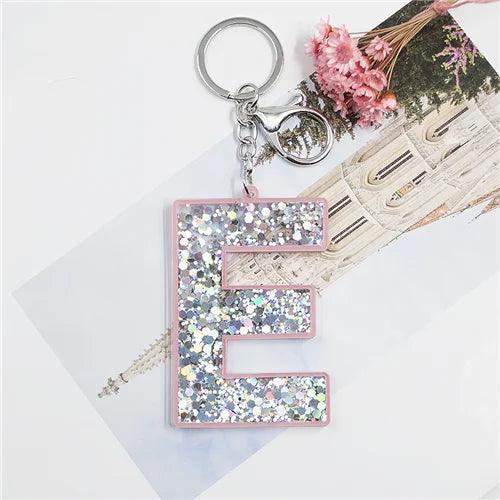 monogram sparkle keychain - basil boutique