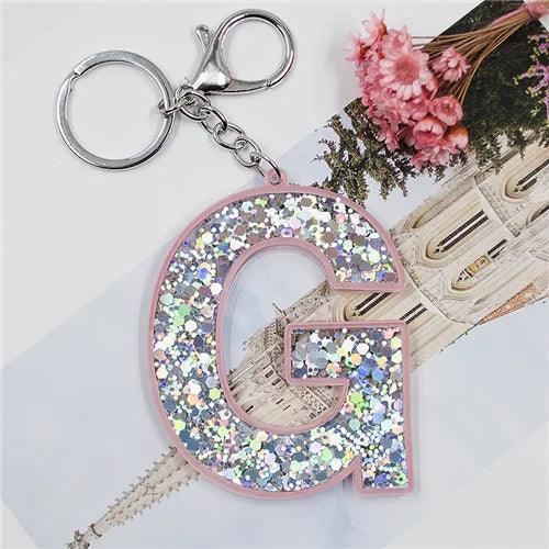 monogram sparkle keychain - basil boutique