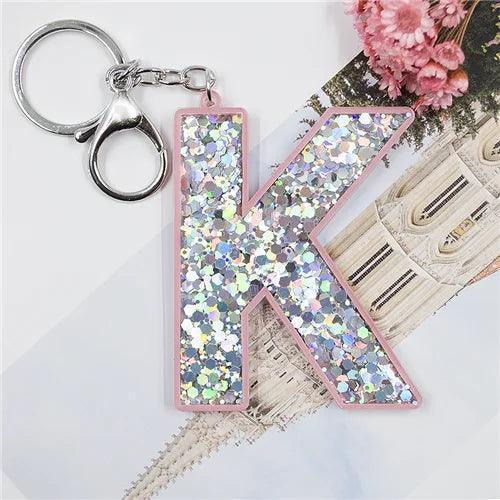 monogram sparkle keychain - basil boutique