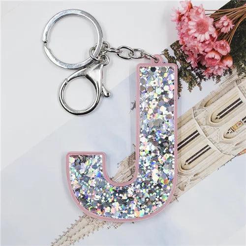 monogram sparkle keychain - basil boutique