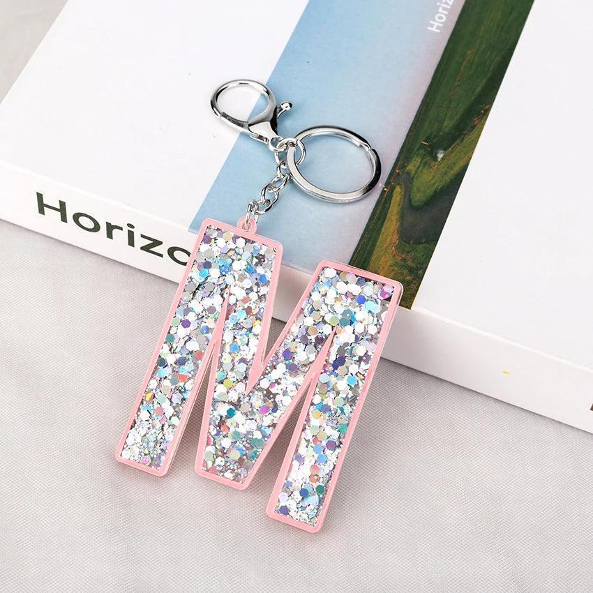 monogram sparkle keychain - basil boutique