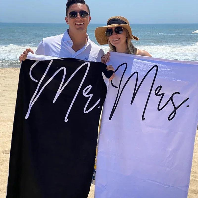 mr. + mrs. beach towels - basil boutique