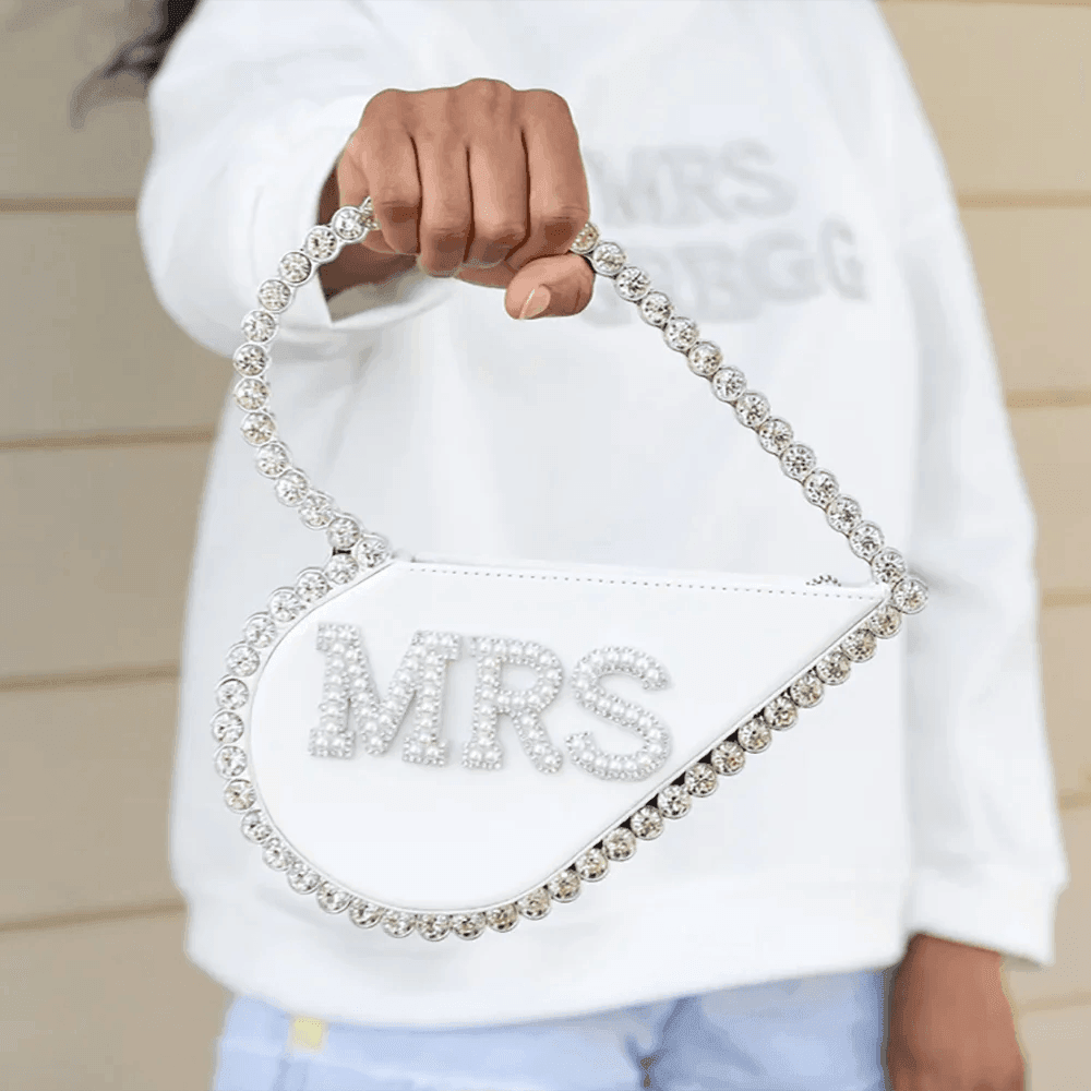 mrs. rhinestone heart mini purse - basil boutique