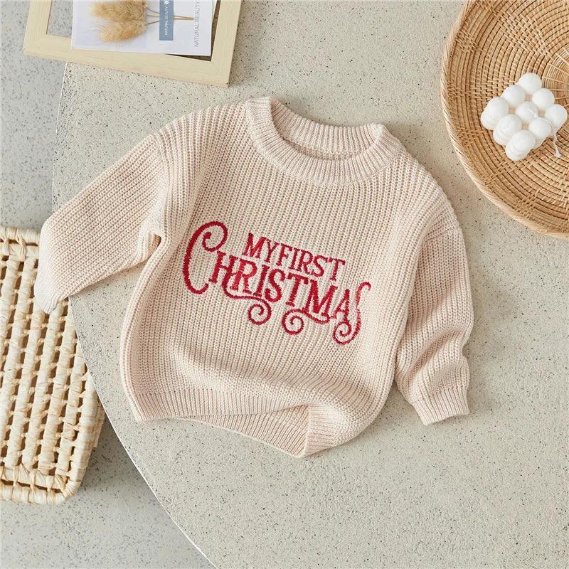 my first christmas kids crew sweater - basil boutique