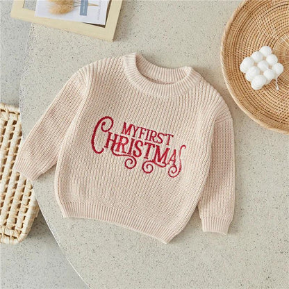 my first christmas kids crew sweater - basil boutique