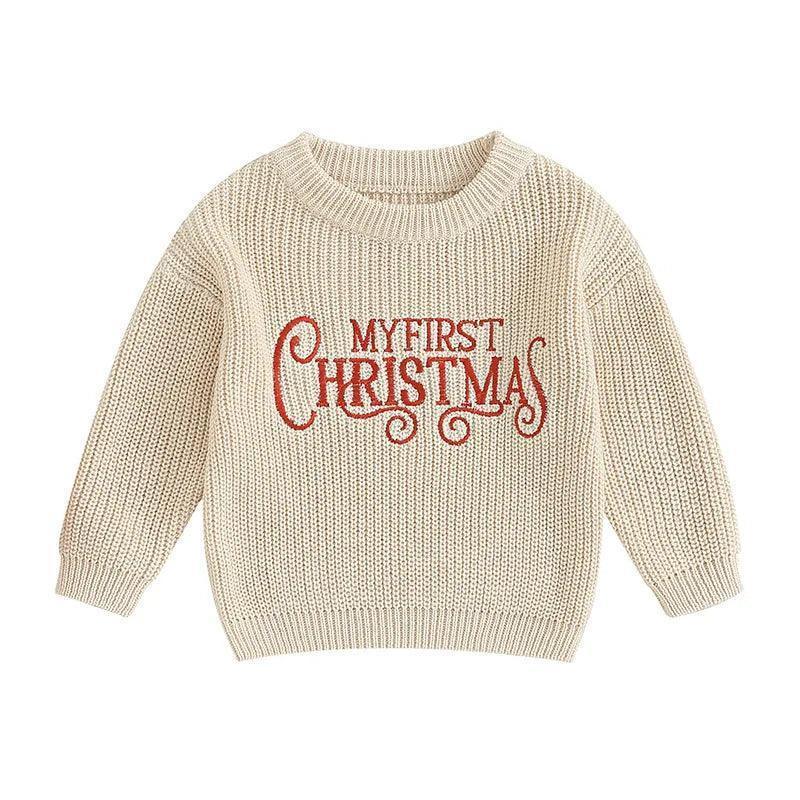 my first christmas kids crew sweater - basil boutique