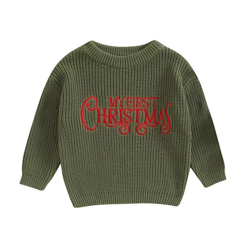 my first christmas kids crew sweater - basil boutique