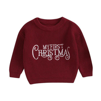 my first christmas kids crew sweater - basil boutique