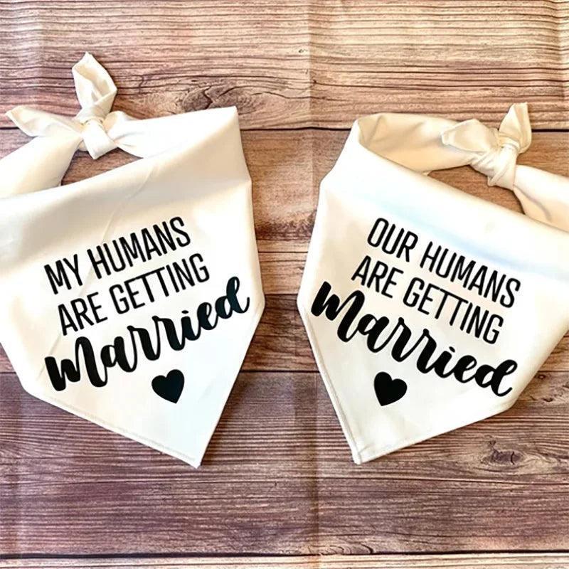 my + our humans are getting married dog bandanas - basil boutique