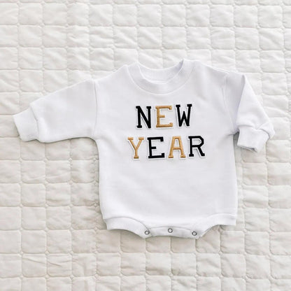 new year patch onesie - basil boutique