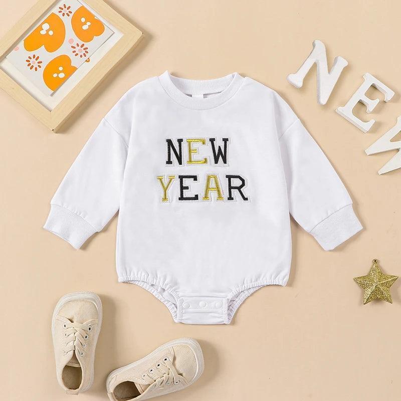 new year patch onesie - basil boutique