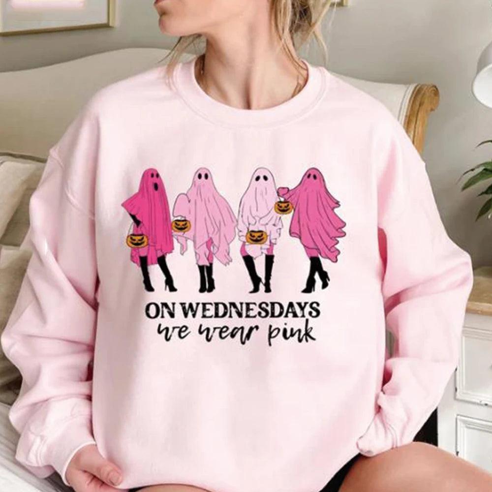 on wednesdays we wear pink crew sweatshirt - basil boutique