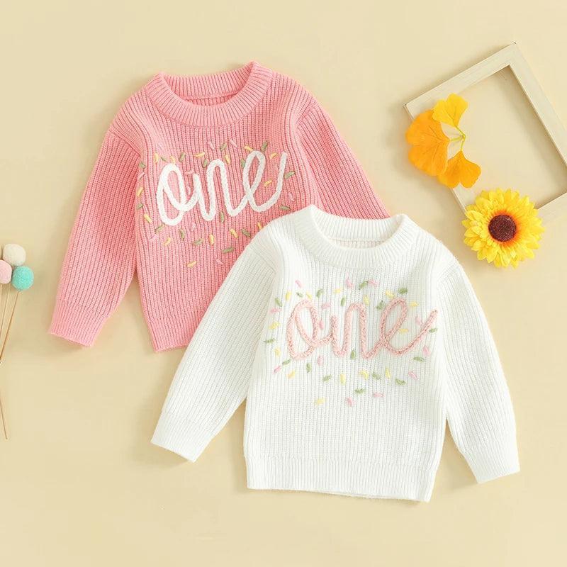 one birthday kids crew sweater - basil boutique