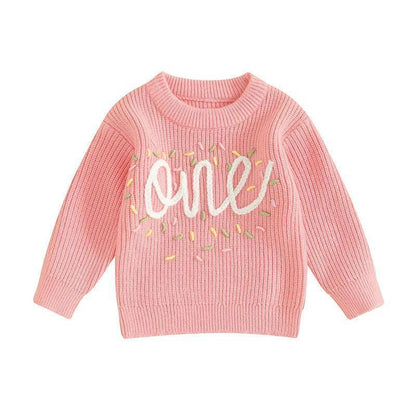 one birthday kids crew sweater - basil boutique