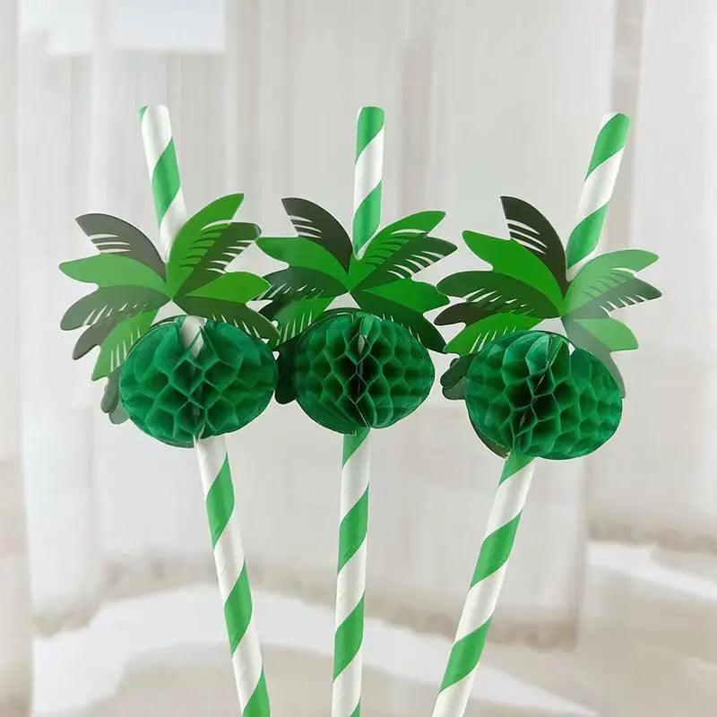 palm tree paper straws - basil boutique