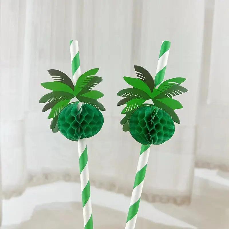 palm tree paper straws - basil boutique