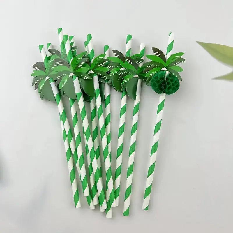 palm tree paper straws - basil boutique