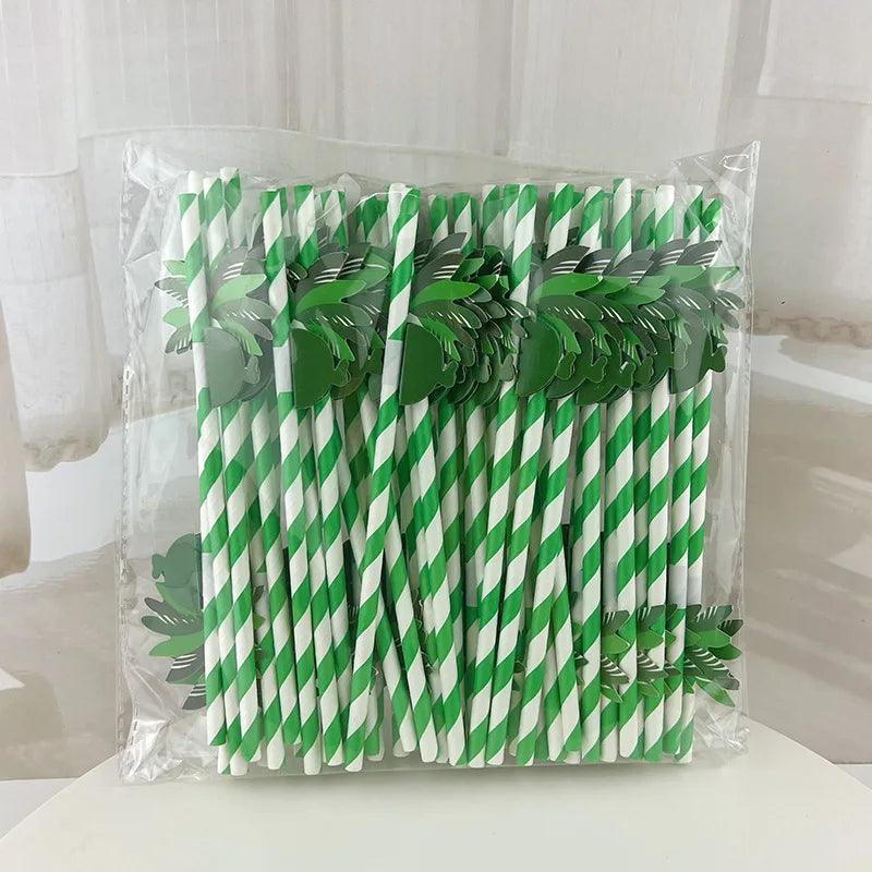 palm tree paper straws - basil boutique