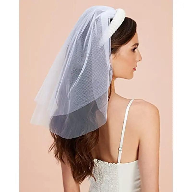 pearl bride veil headband - basil boutique