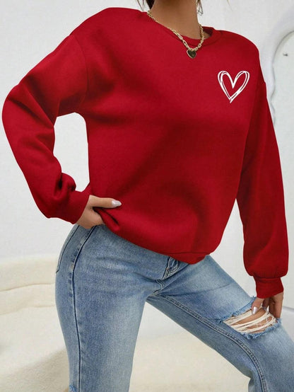 pencil heart crew sweatshirt - basil boutique