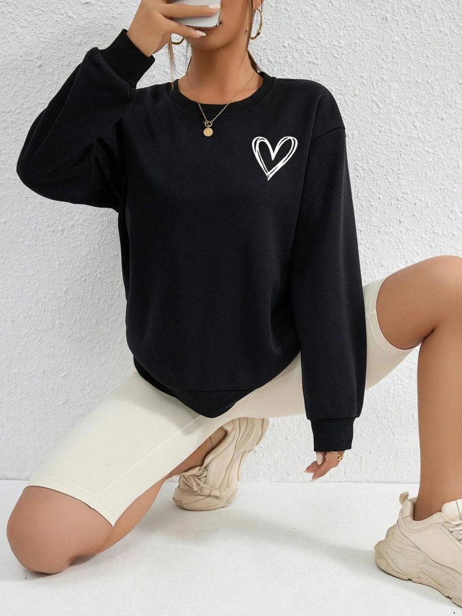 pencil heart crew sweatshirt - basil boutique