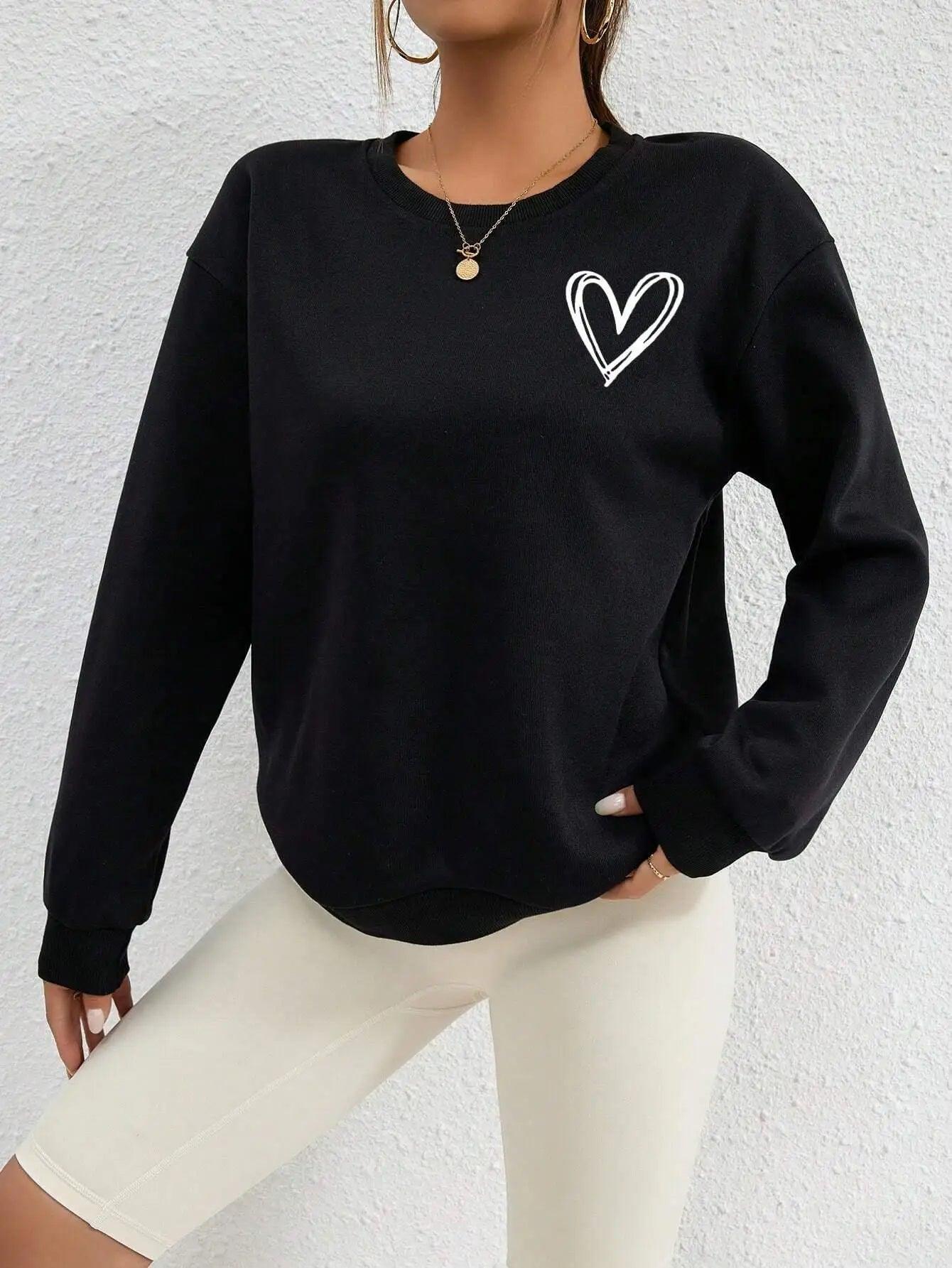 pencil heart crew sweatshirt - basil boutique