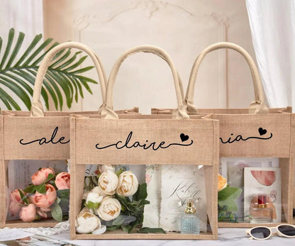 personalized burlap tote bag - basil boutique