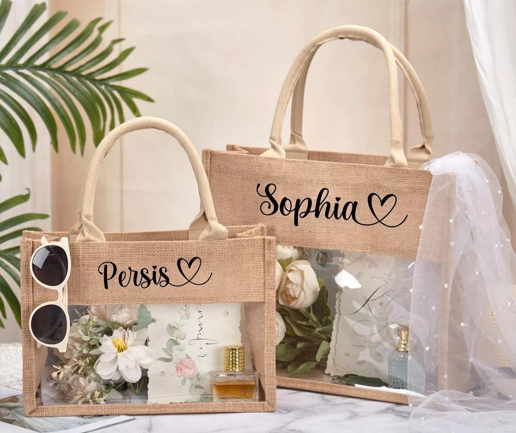 personalized burlap tote bag - basil boutique