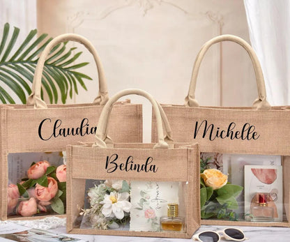 personalized burlap tote bag - basil boutique