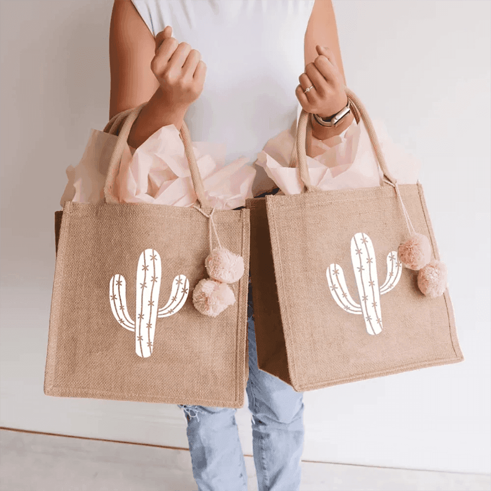 personalized cactus tote bag - basil boutique