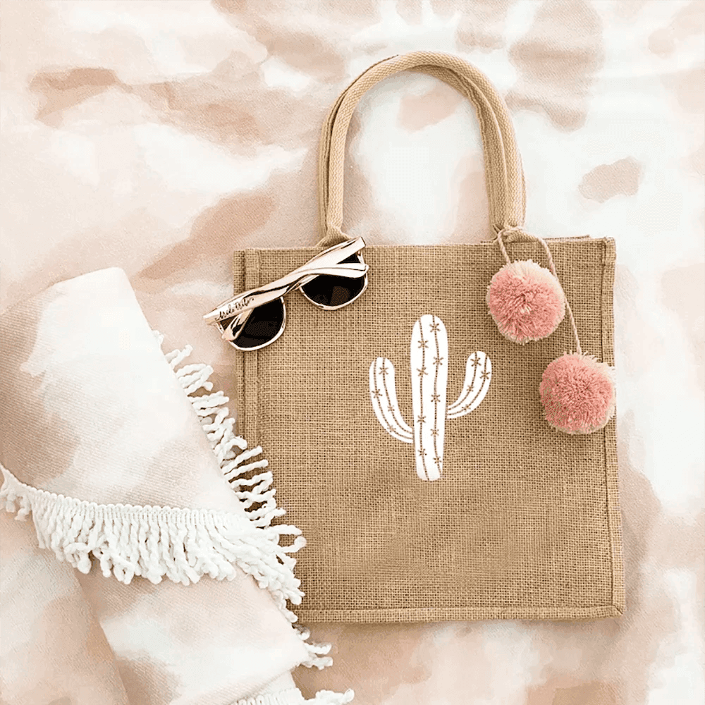 personalized cactus tote bag - basil boutique