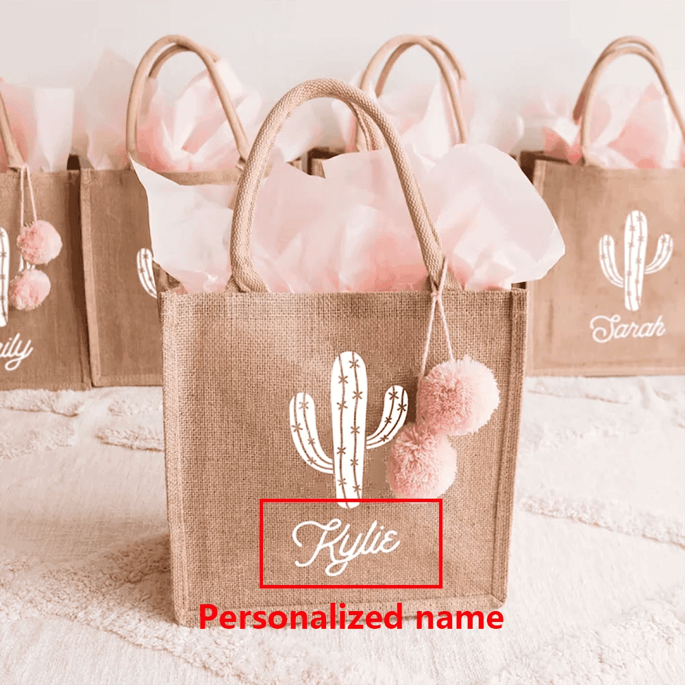 personalized cactus tote bag - basil boutique