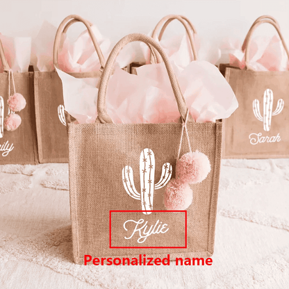 personalized cactus tote bag - basil boutique