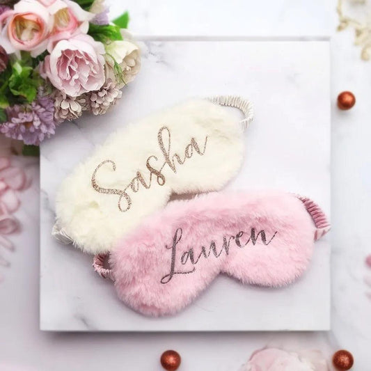 personalized fluffy eye mask - basil boutique