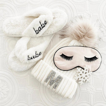 personalized fuzzy slippers - basil boutique