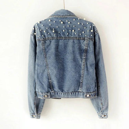 personalized pearl denim jacket - basil boutique