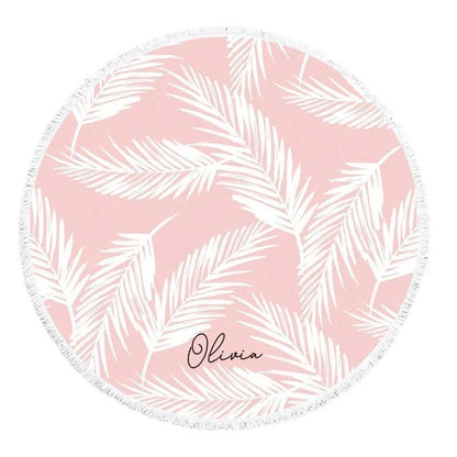 personalized pink tropical beach towel - basil boutique