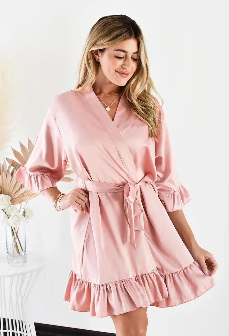 personalized ruffle robe - basil boutique